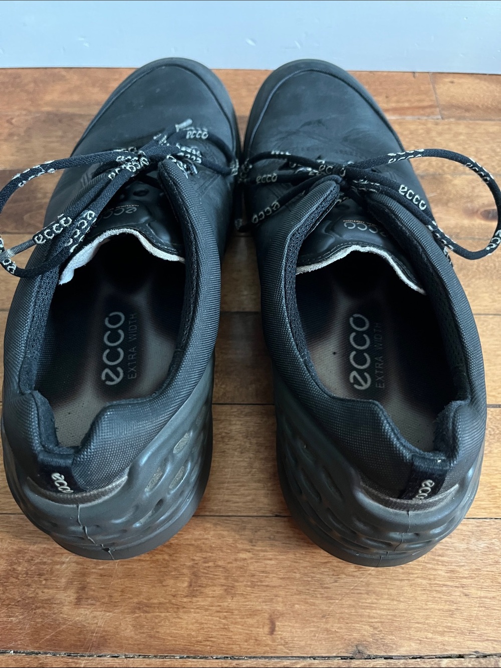 ECCO Natural Motion Hydromax Golf Shoes Black Leather Soft Spike Cleats - Picture 8 of 14